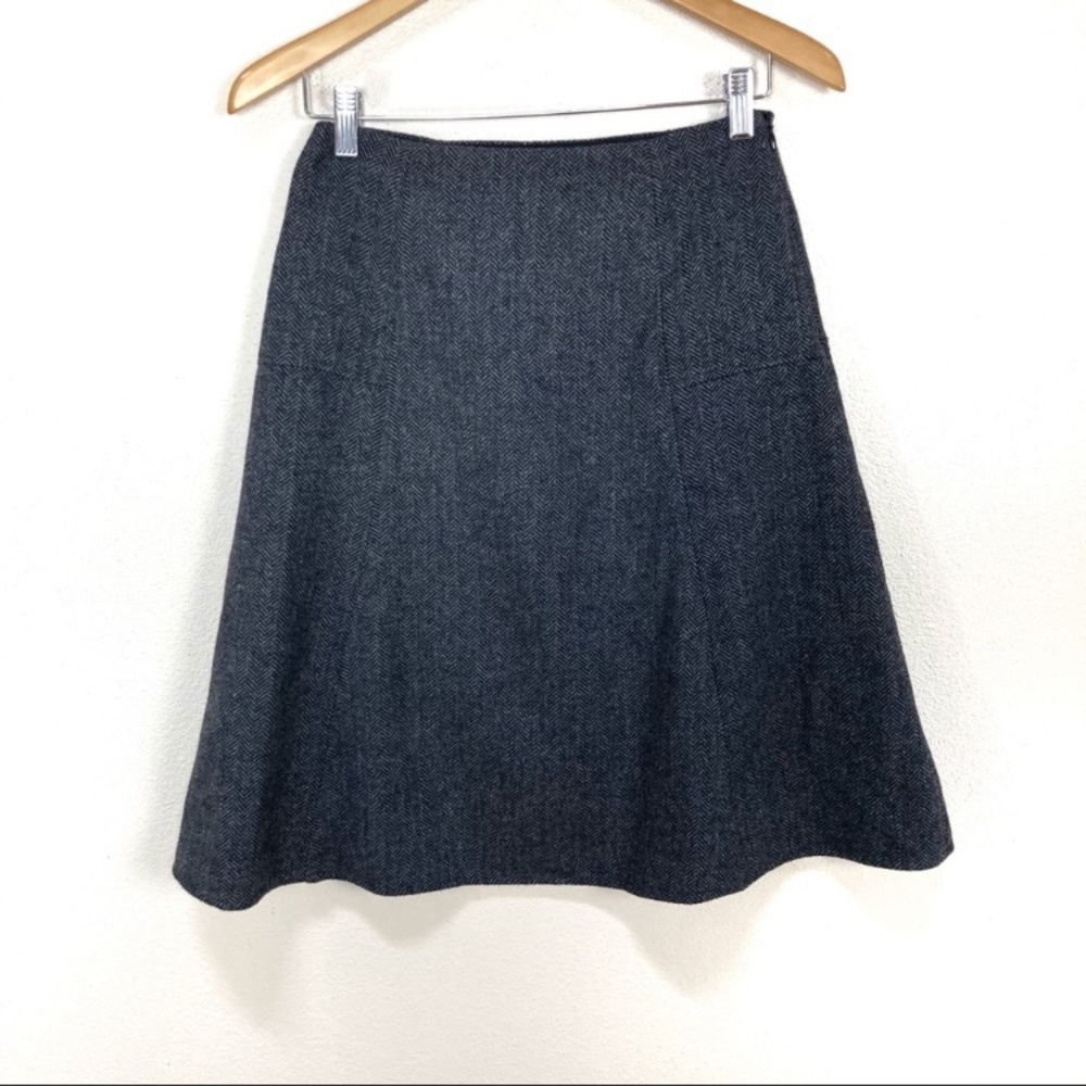 Sundance A-Line Midi Tweed Chevron Wool Blend Gray Skirt Women’s‎ Sz 2